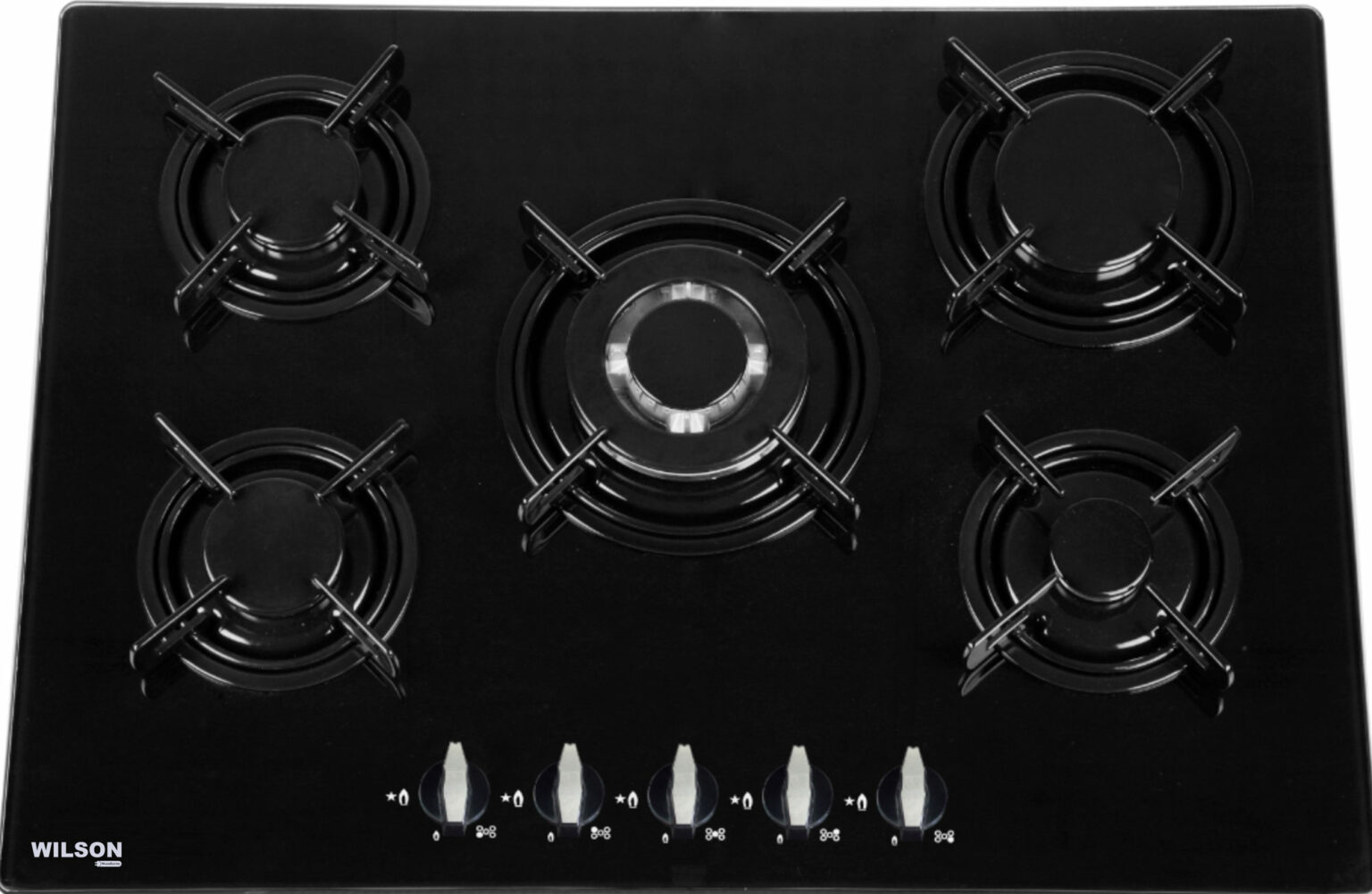 Plaque encastrable 5 feux gaz verre noir WilsonElectric